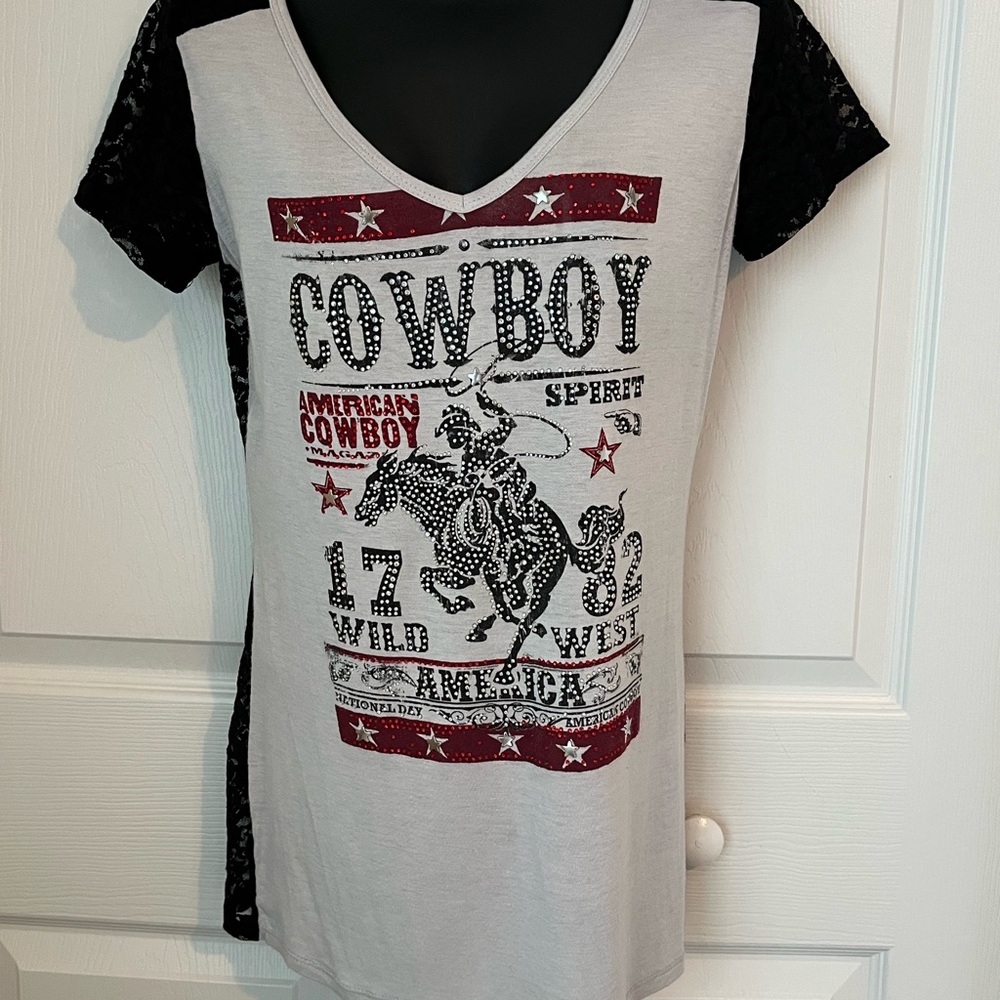Vocal Gray and Black Cowboy Graphic Tee